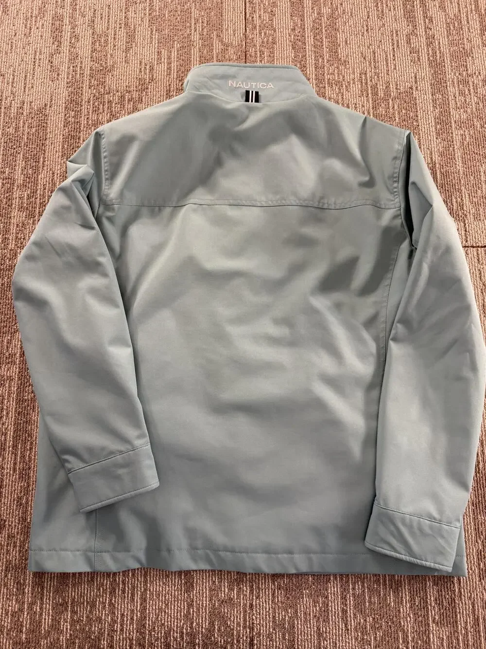 Nautica Jacket Mens Large Sage Green Softshell Water Wind Resistant Zip Stretch